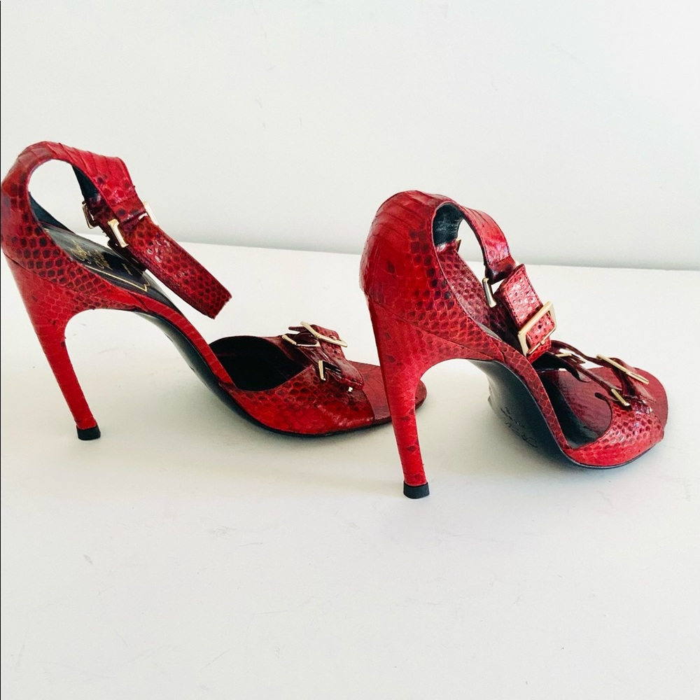 Roger Vivier Red Python Sandals 38 - image 3